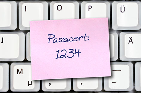 Passwort 1234 auf einem Post-it
