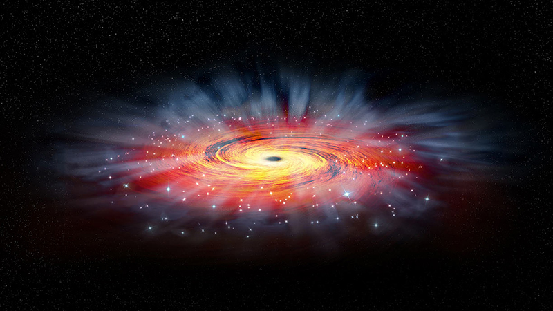 Künslerische Darstellung von Saggitarius A* - das Schwarze Loch im Zentrum der Milchstraße