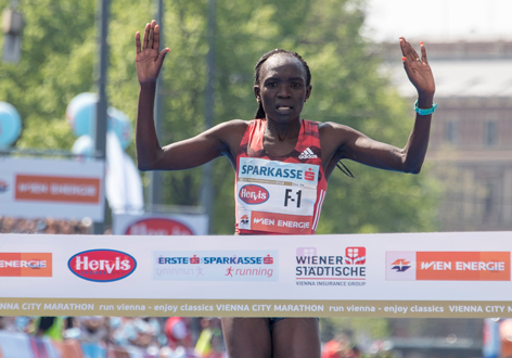 Die Siegerin des Vienna City Marathon 2018, Nancy Kiprop aus Kenia