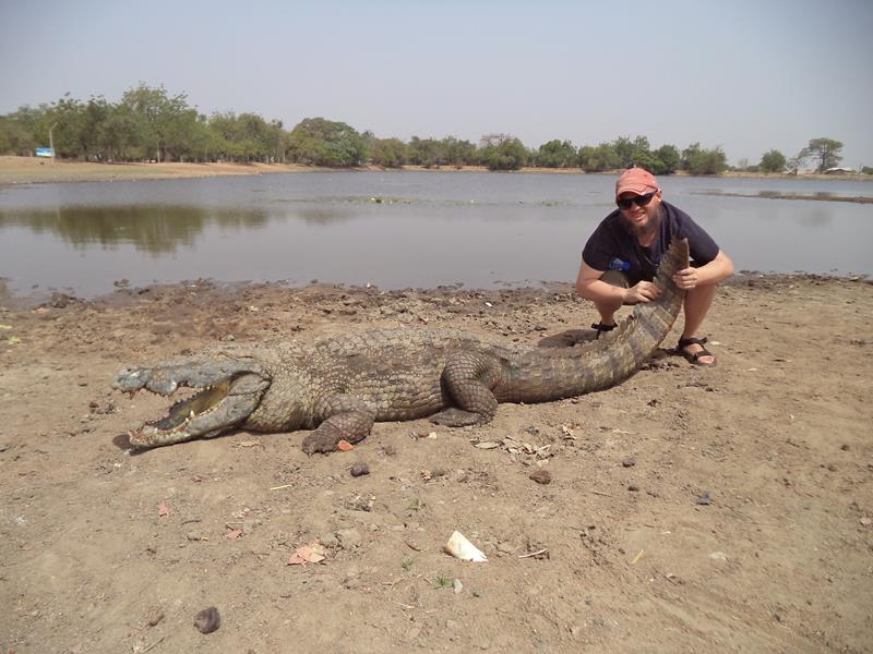 Tony with a crocodile in Ghana