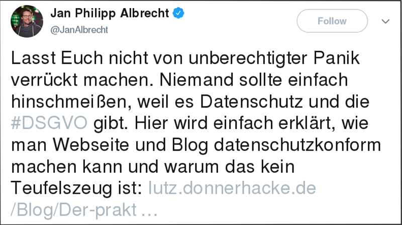 Tweet von Jan Albrecht