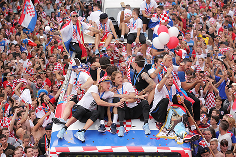 kroatische Nationalmannschaft beim Feiern
