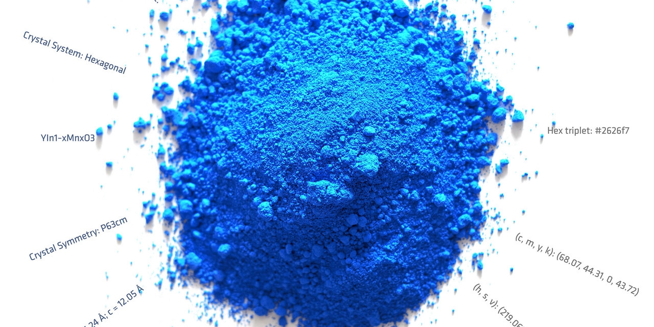 Logo des Ars Electronica Festival 2018: blaues Pulver auf weißem Hintergrund