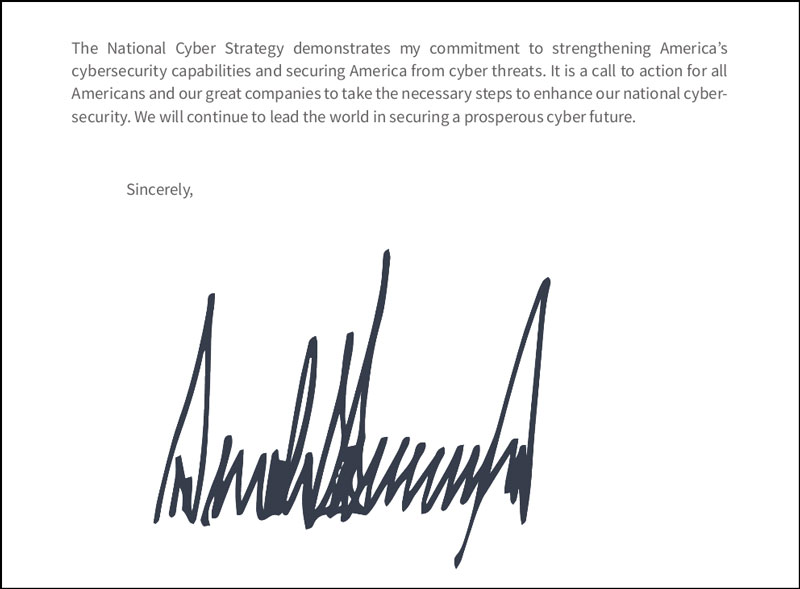 Unterschrift Donald Trumps unter die US-Cyberstrategie