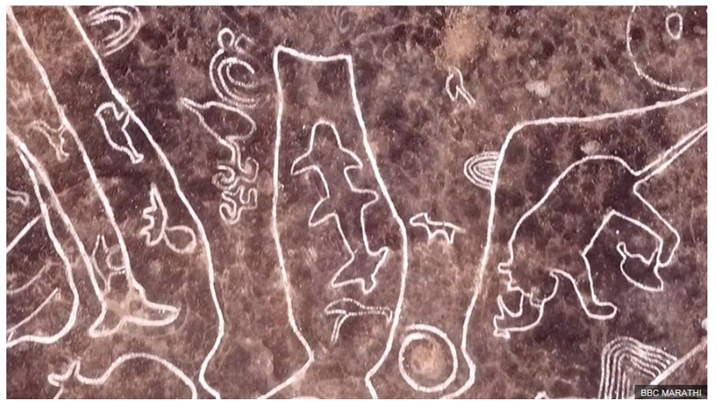 Abbildung von indischen Petroglyphen auf BBC News