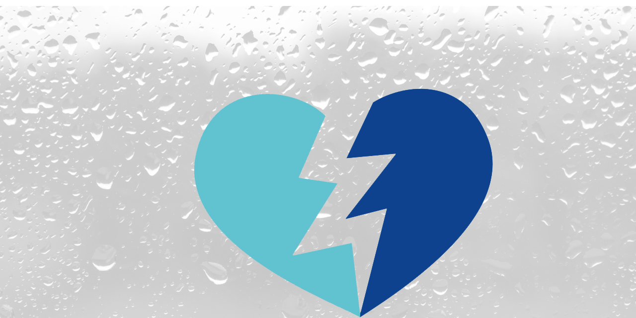 Emoji in Türkis-Blau: gebrochenes Herz
