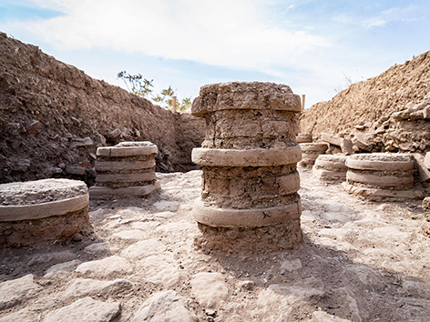 Überreste einer Fußbodenheizung im Bereich einer in der in der Türkei ausgegrabenen antiken römischen Badeanlage