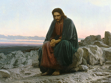 Gemälde Christus in der Wüste (1872) von Iwan Nikolajewitsch Kramskoy (Ausschnitt)