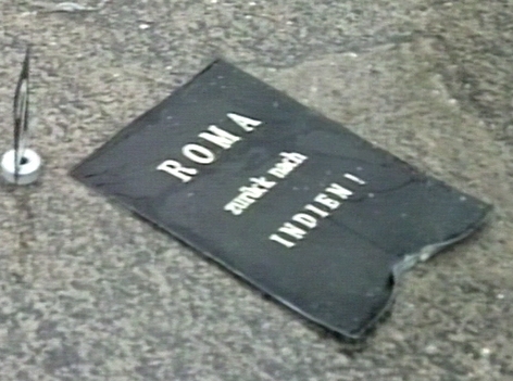 Blechtafel der Rohrbombe von Oberwart, 5.Februar 1995