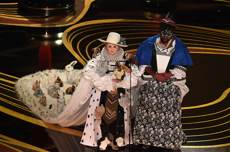 Melissa McCarthy and US actor Brian Tyree Henry present an award during the 91st Annual Academy Awards at the Dolby Theatre in Hollywood