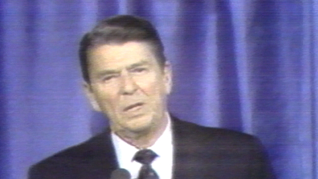 Ronald Reagan bei einer Rede in Florida 1983