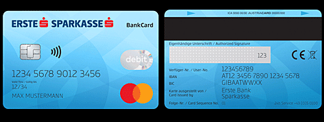 Vorder- und Rückseite der Debitkarte