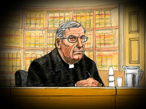 Gerichtszeichnung von Kardinal George Pell