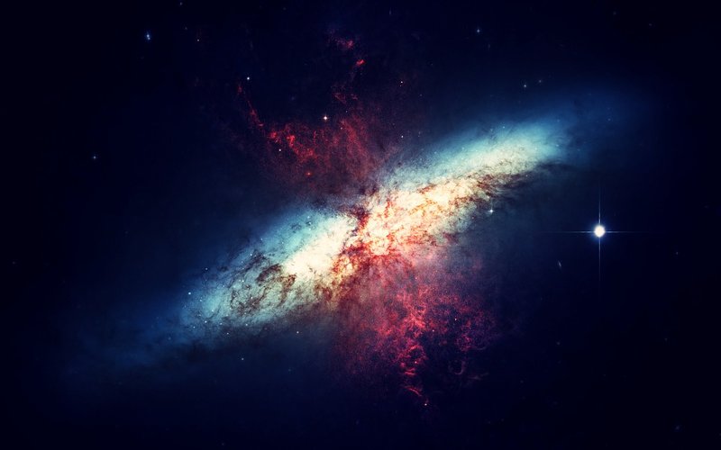 A colourful picture of a galaxy.