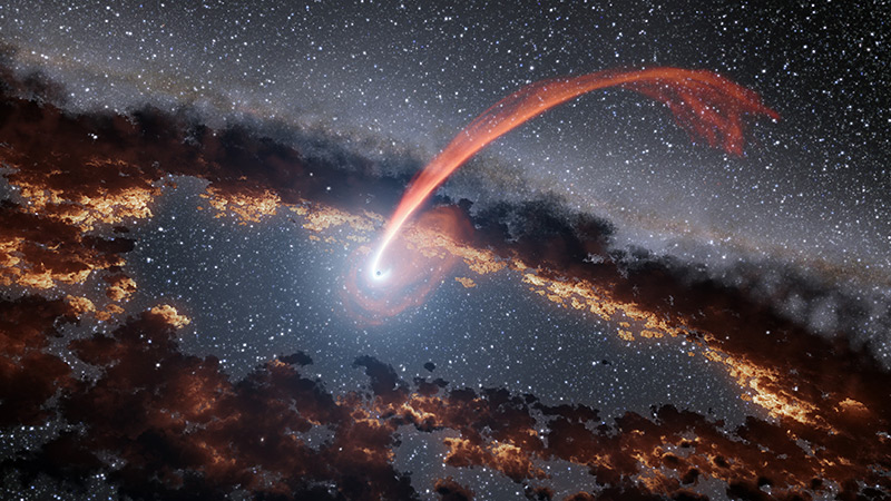 Illustration: Schwarzes Loch verschluckt Stern