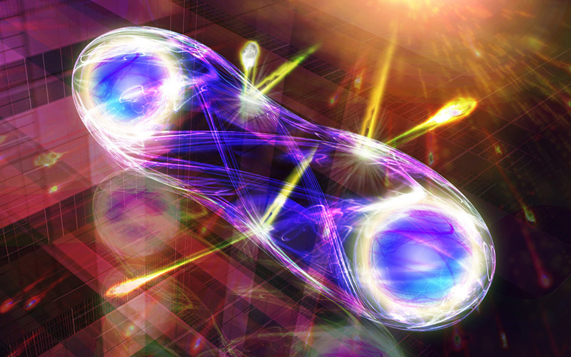 Künstlerische Illustration einer Quantenverschränkung von zwei Lichtteilchen