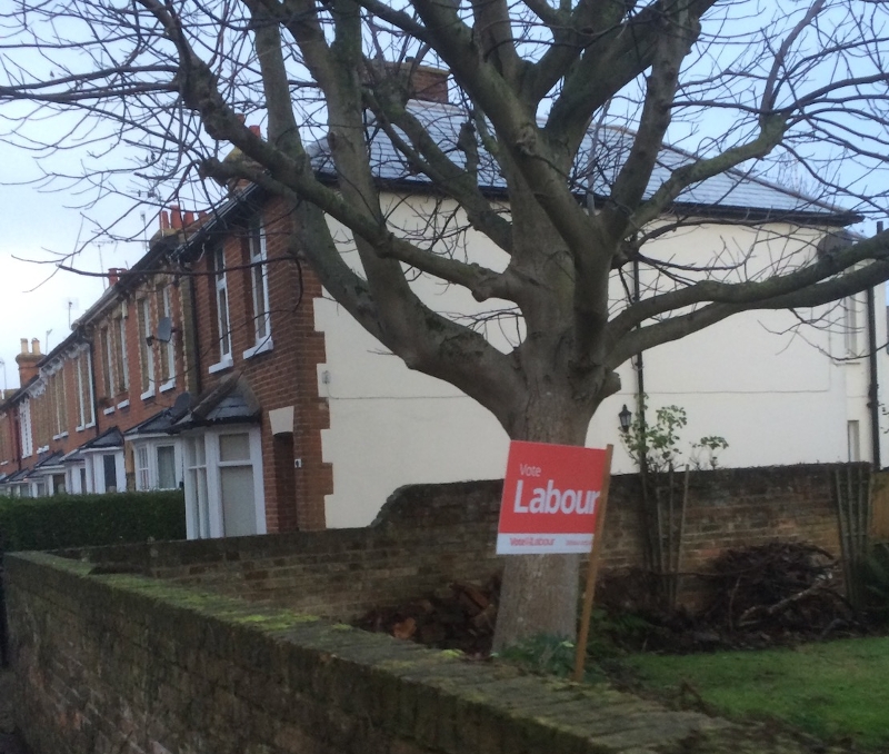 Labour-Wahlkampfschild in Canterbury