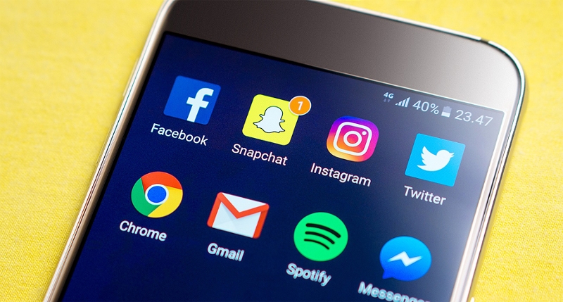 Social Media Icons auf einem Smartphone