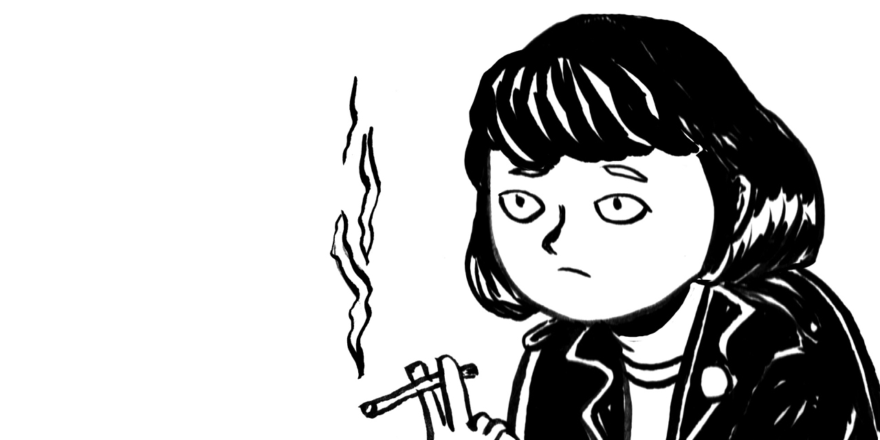 Selbstporträt der Comic-Autorin, wie sie raucht