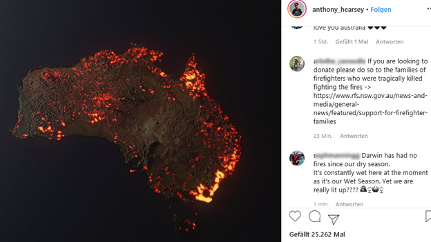 Visualisierung über die Brände in Australien