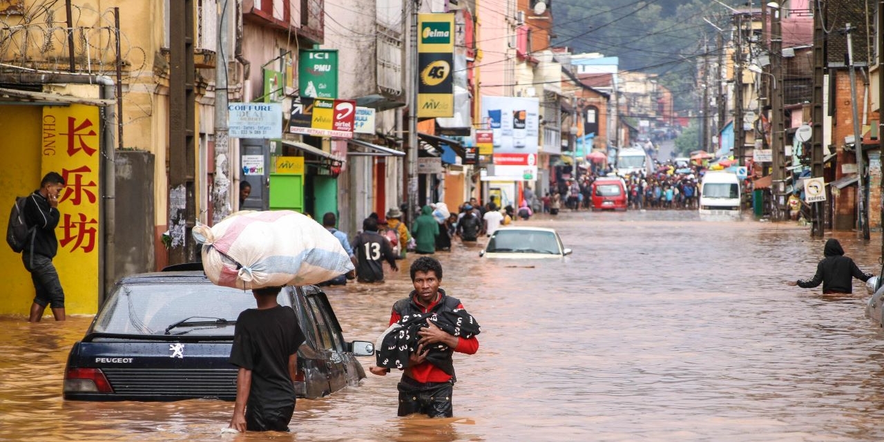 Überflutungen in Antananarivo in Madagaskar im Jänner 2020
