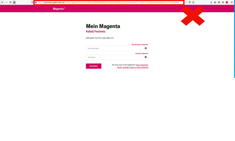 Fake-Mail-Login von "Magenta"