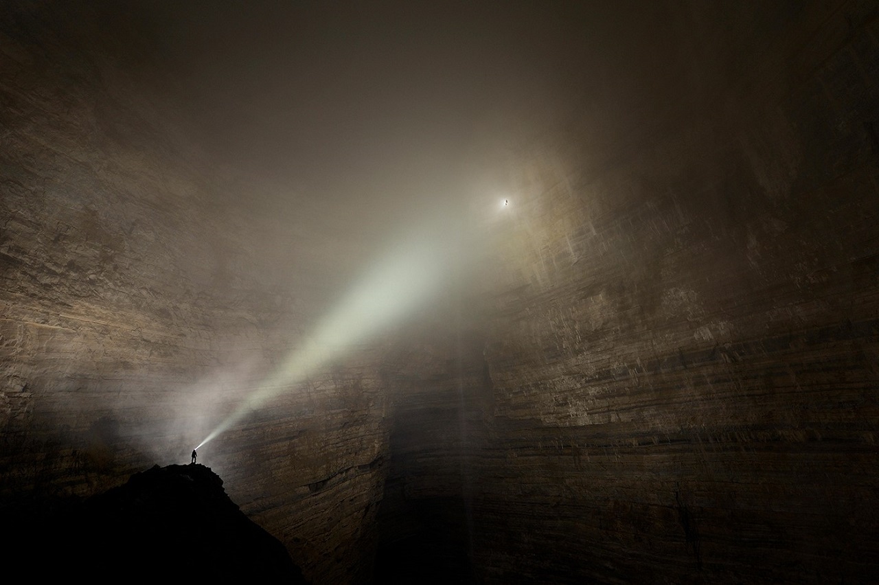 a dark cave