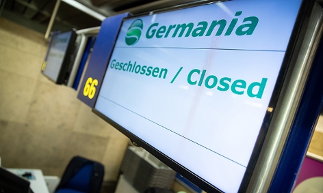 Geschlossener Check-In der insolventen Fluglinie Germania