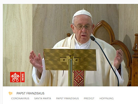 Papst Franziskus in seiner Frühmesse in der CoV-Krise