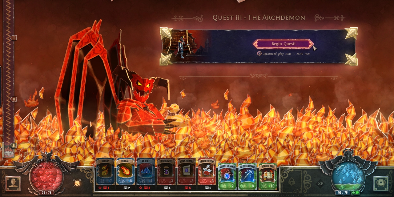 Bildschirmfotos aus dem Computerspiel "Book of Demons"