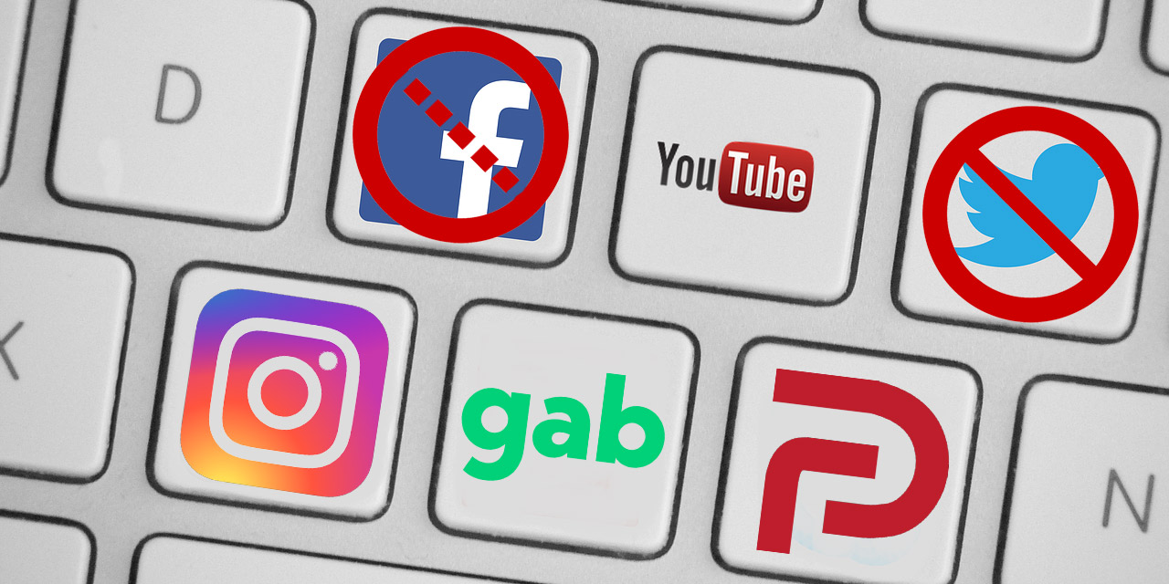 Tastatur mit Icons verschiedener sozialer Netzwerke, davon zwei besonders für Rechte