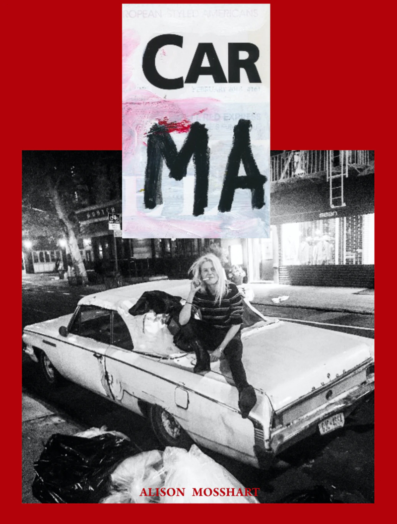 Buchcover mit Alison Mosshart auf der Kühlerhaube eines Autos sitzend und rauchend
