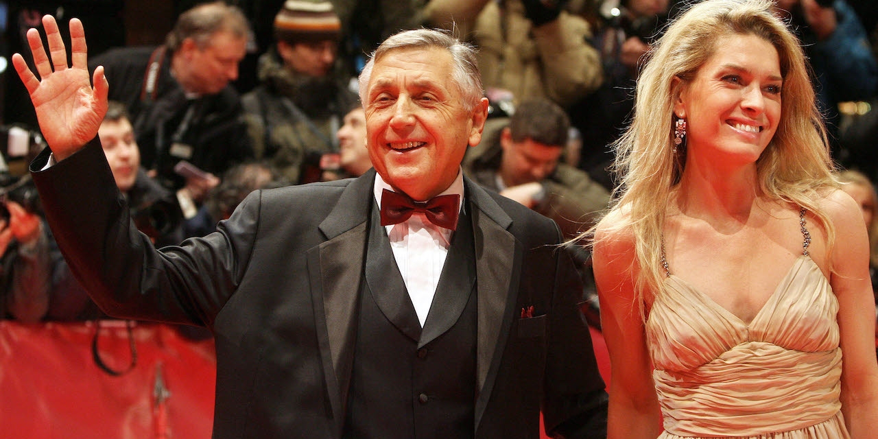 Czech director Jiri Menzel and his wife Olga Menzelova at the 57th Berlinale International Film Festival in Berlin