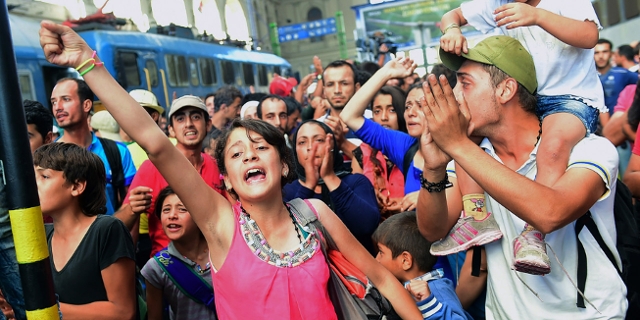 Flüchtlinge am Budapester Ostbahnhof Keleti
