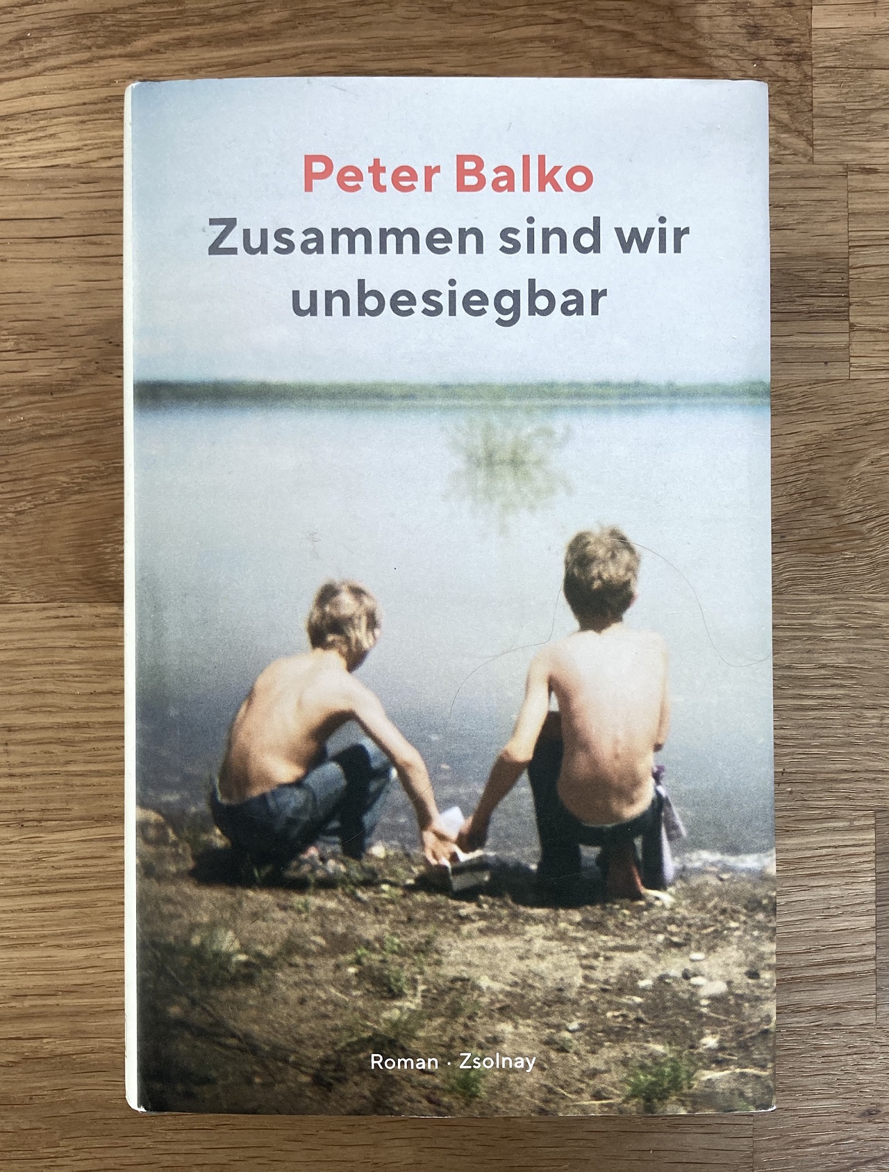Zwei Buben spielen an einem Teich. Das ist am Buchumschlag zu "Zusammen sind wir unbesiegbar" von Peter Balko zu sehen.