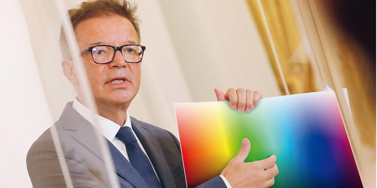 Fotomontagen aus "Zehn Millionen Farben: Anschober ersetzt Ampel durch Corona-Farbspektrum“
