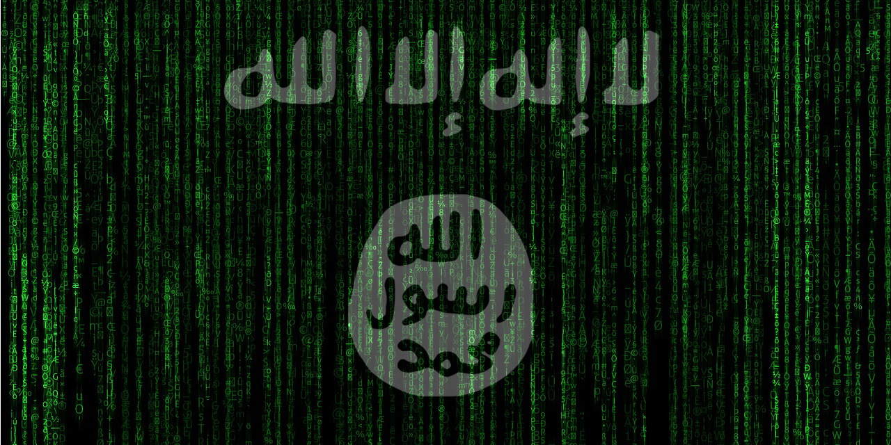 Die Flagge des Islamischen Staates auf einer Datenvisualisierung