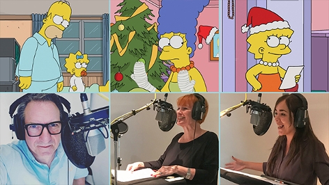 Fotomontage Simpsons und Synchronsprecher
