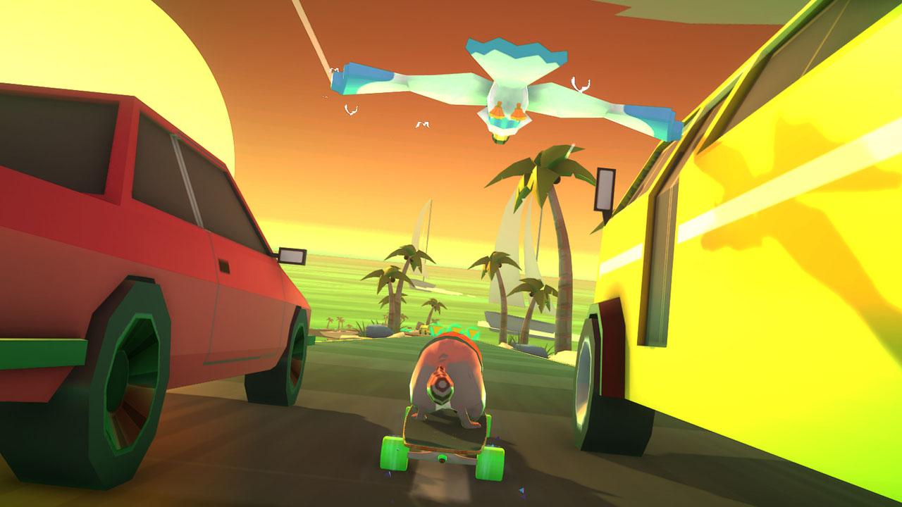 Bildschirmfotos aus dem Computerspiel "Tanuki Sunset"