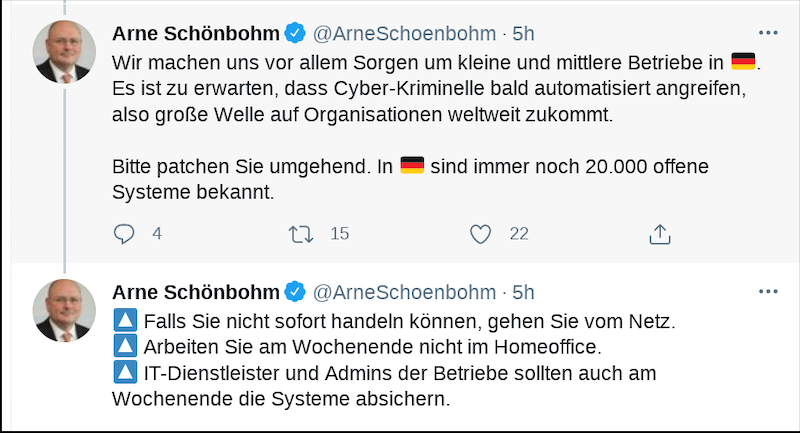 Twitter Screenshot Arne Schönbohm