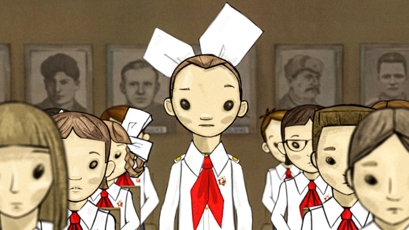 Animation: Schulklasse, alle tragen eine Schuluniform