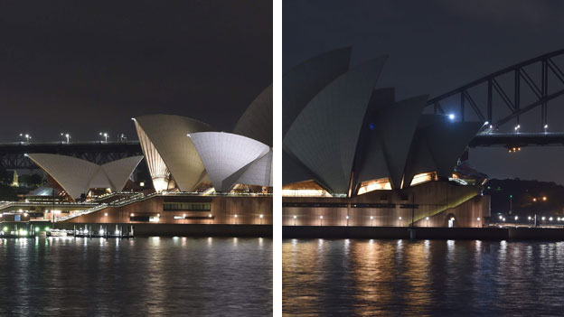 Opernhaus in Sydney - beleuchtet und dunkel