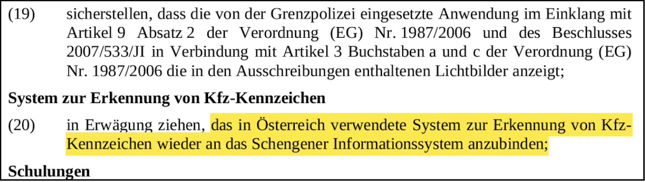 Dokumente EU Kommission zu Österreichs Schengen-System