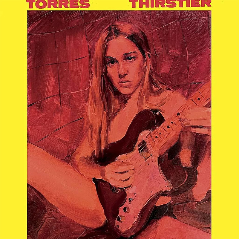 Albumcover von Torres' "Thirstier" - ein Gemälde von Jenna Gribbon zeigt Torres mit einer Gitarre
