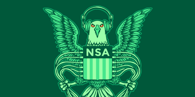 NSA Adler in knallgrün mit roten Augen