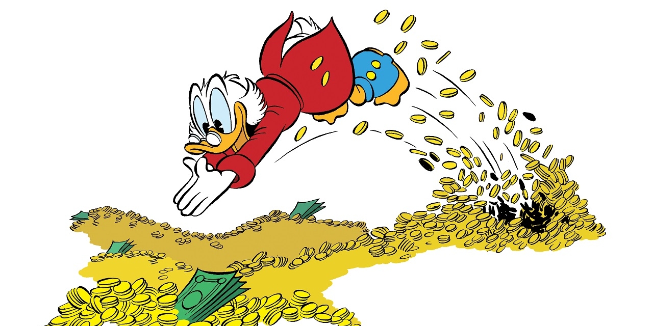 Dagobert Duck köpfelt in sein Geld