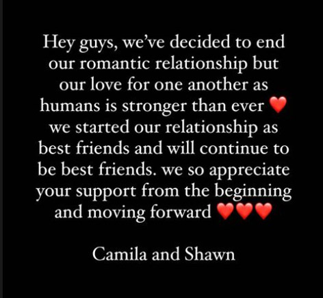 Trennungsmeldung von Camila Cabello und Shawn Mendes