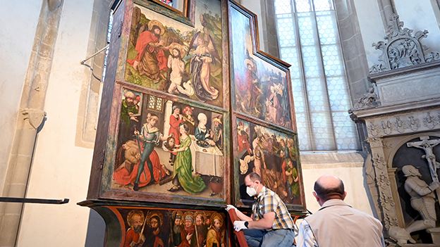 Hochaltar in der Crailsheimer Johanneskirche mit möglichem Werk von Albrecht Dürer