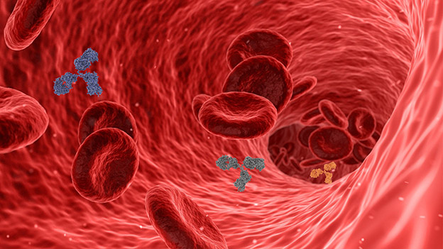 Illustration von Blut mit Viren