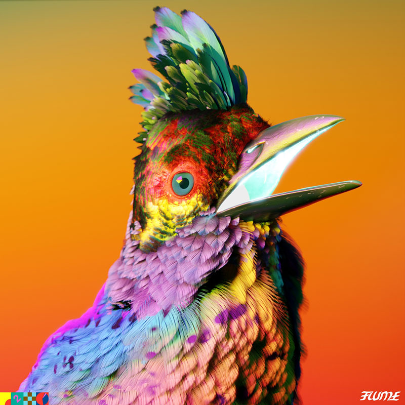 Ein bunter Vogel am Cover des Flume-Albums "Palaces"